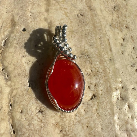Sterling Silver Carnelian Necklace Pendant - Picture 10 of 10